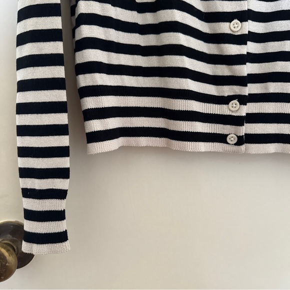 H&M Striped Black and tan button down Cardigan size L - Picture 4 of 6
